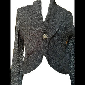 🧣💛Bisou Bisou CroppedCardigan Sweater Brown/gold Metallic Women's Size M